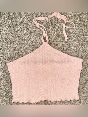 January 7 Light Pink Knit Crop Top